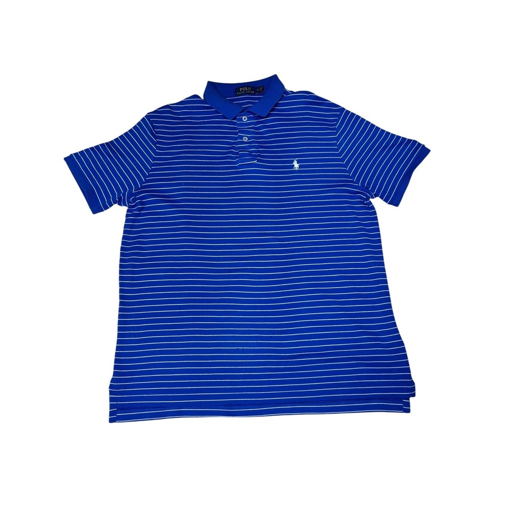 Polo Ralph Lauren Men's Blue Striped Polo Shirt Casual Golf Preppy‎ Medium
